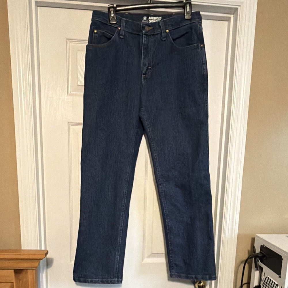 Wrangler Advanced Comfort Men's Dark Wash Blue Denim Straight Jeans Size 30 x 30